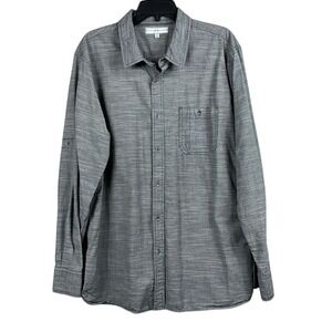 Paper Denim & Cloth Mens Long Sleeve Roll Tab Button Up‎ Shirt Size XL Grey